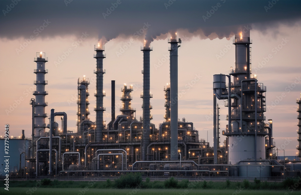 Rafineria ropy naftowej, produkcja paliw. - obrazy, fototapety, plakaty 