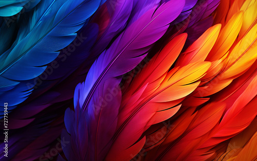 Feather Mosaic: High Detail Rainbow Pattern Close-up