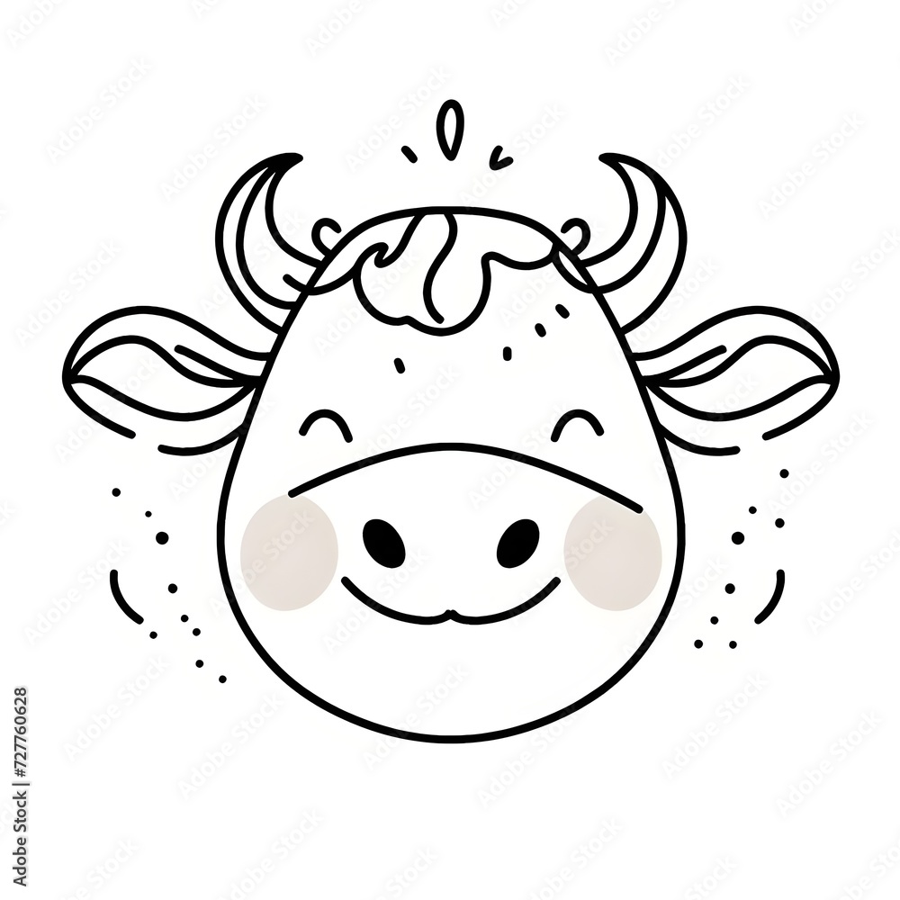 line art drawn illustration a cow head logo style line art drawn illustration a cow head logo style