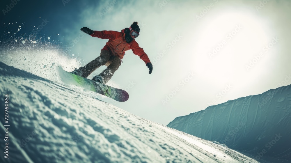 snowboarder in action - sports and recreation Generative AI