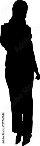 Silhouette of a woman covering her mouth with her hand.