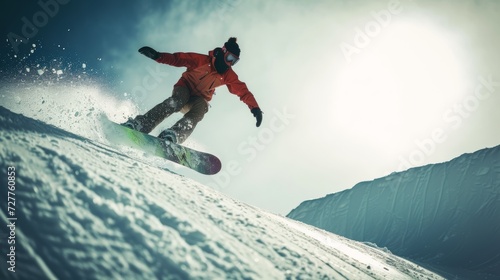 snowboarder in action - sports and recreation Generative AI photo