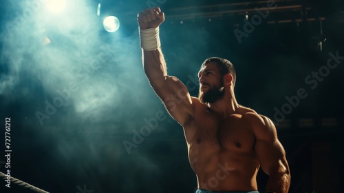 Wrestler celebrating victory Generative AI