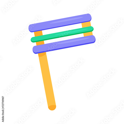 Traditional Purim wooden rattle. Musical instrument. on white insulated background , Happy Purim day