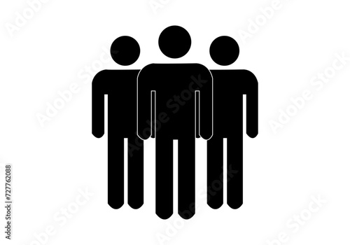 Icono negro de grupo de personas en fondo blanco.