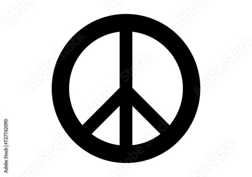 Icono negro de pacifismo en fondo blanco.