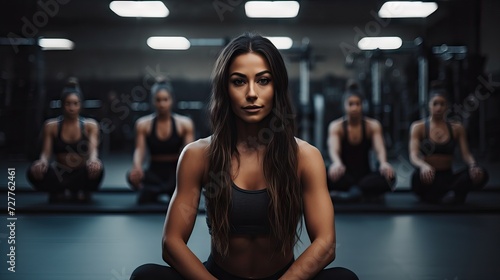 Fit Woman Exercising in Minimalistic Gym Setting Generative AI
