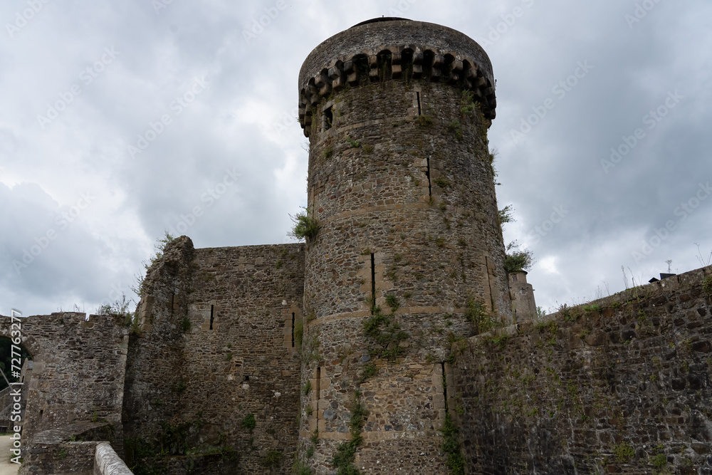 stonework of an aged medieval castle, the Chateau de Fougeres, France stonework of an aged medieval castle, the Chateau de Fougeres, France