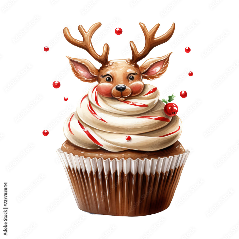 Fototapeta premium Christmas reindeer and cake