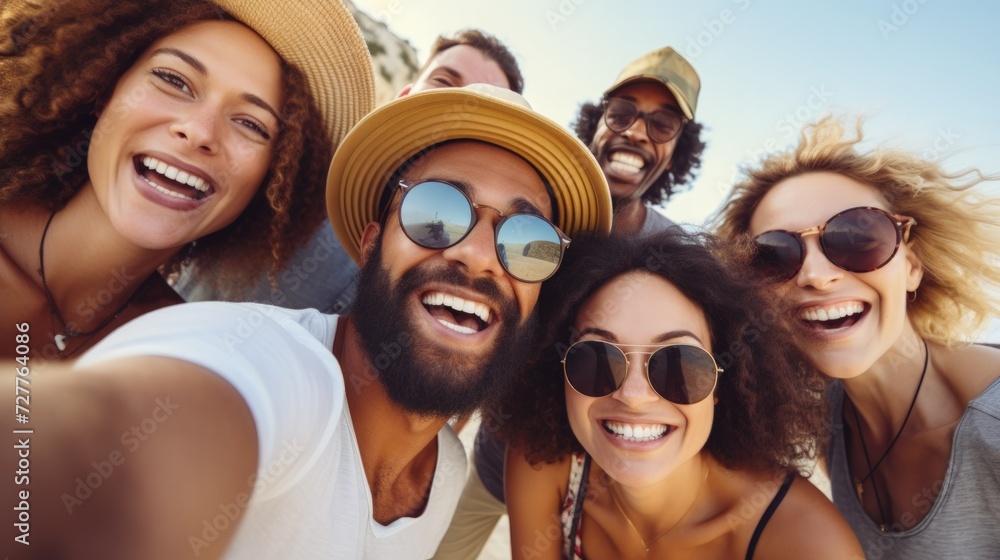 Friends having fun on a weekend trip Generative AI Friends having fun on a weekend trip Generative AI