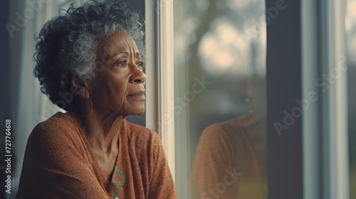 Senior Woman Reflecting on Memories at Home Generative AI