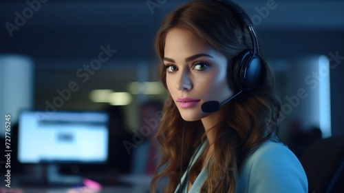 Helpful call center agent assisting multiple customers Generative AI