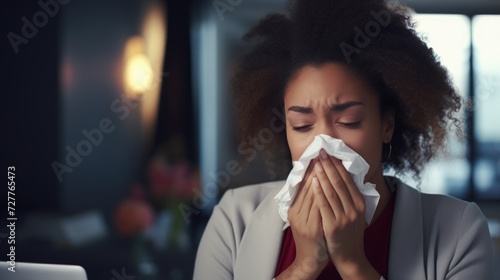 Healthcare Professional Treating Patient with Allergy or Flu Symptoms at Work Generative AI photo
