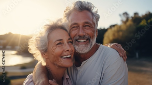 Elderly Couple Hugging in Nature Generative AI