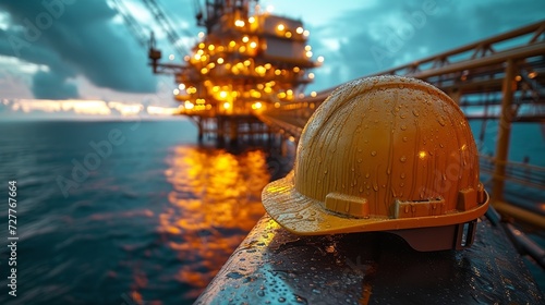 Oil Rig Hat with Offshore Drilling Platform Generative AI