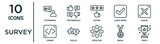 survey outline icon set such as thin line testimonial, rating, cancel, puzzle, medal, tropy, coding icons for report, presentation, diagram, web design
