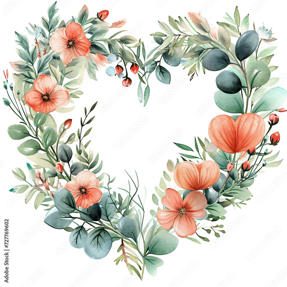wreath of flowers, frame of heart flower