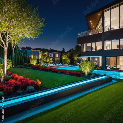 Inspiration for modern and futuristic urban neighbourhoods  Modern Urban House  wide shots of home gardens  lawns  yards  decks  spaces for outdoor entertaining  landscaping design  modern architect