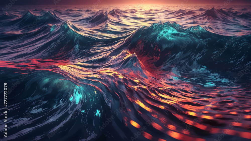 Abstract background with holographic waves. AI