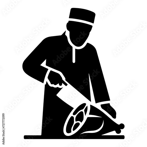 Butcher meat cutting silhouette vector icon, clipart, symbol, black color