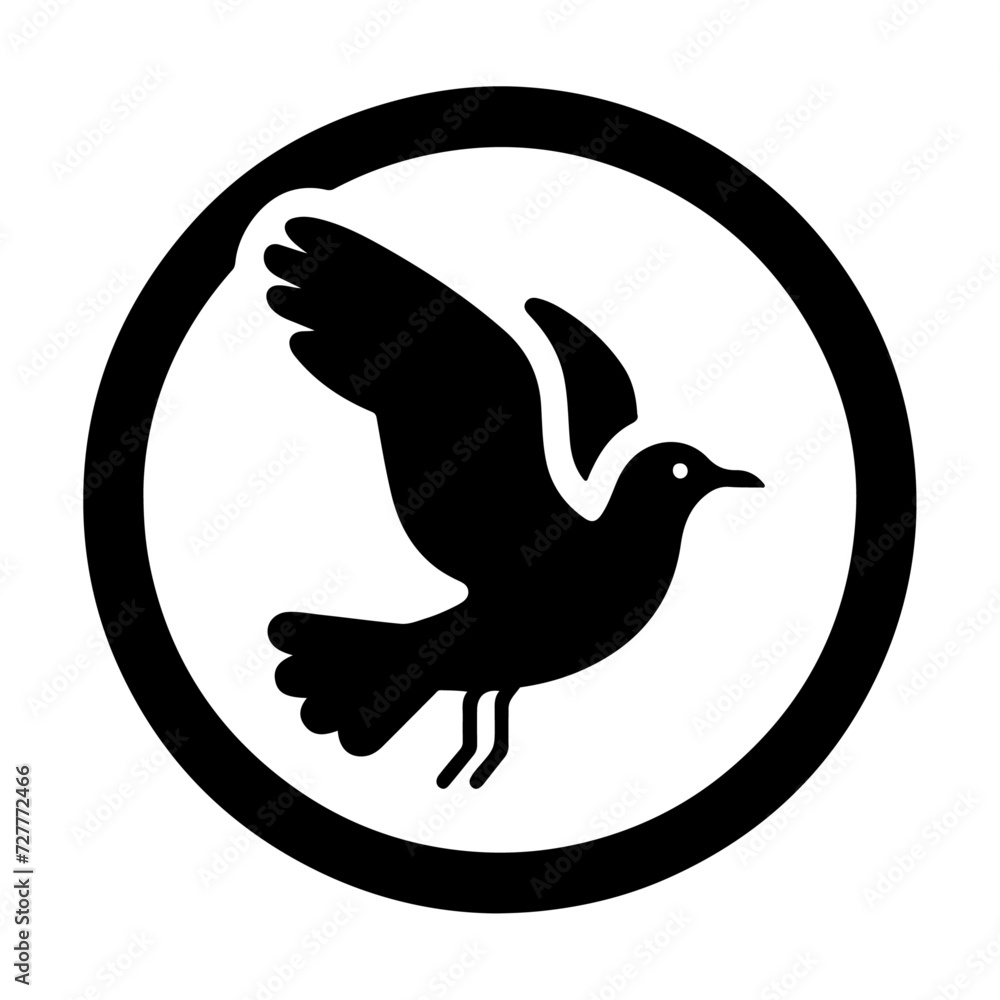 Obraz premium minimal Seagull vector icon, flat symbol, black color silhouette