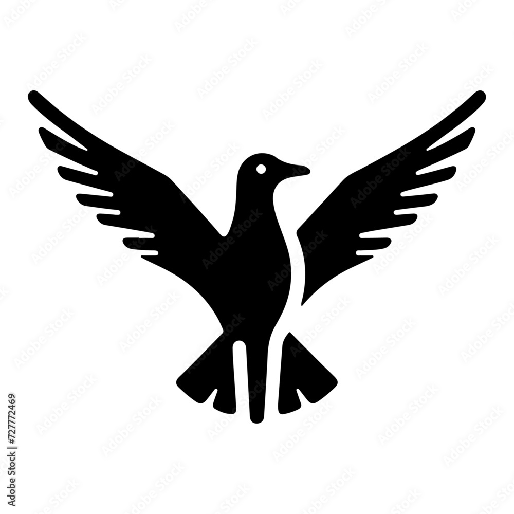 Obraz premium minimal Seagull vector icon, flat symbol, black color silhouette