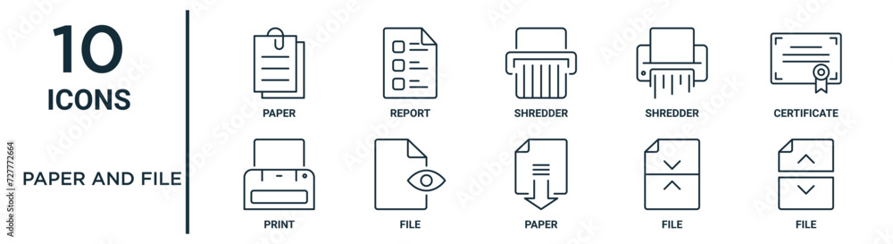 File Prep Icon paper and file outline icon set such as thin line paper, shredder ...