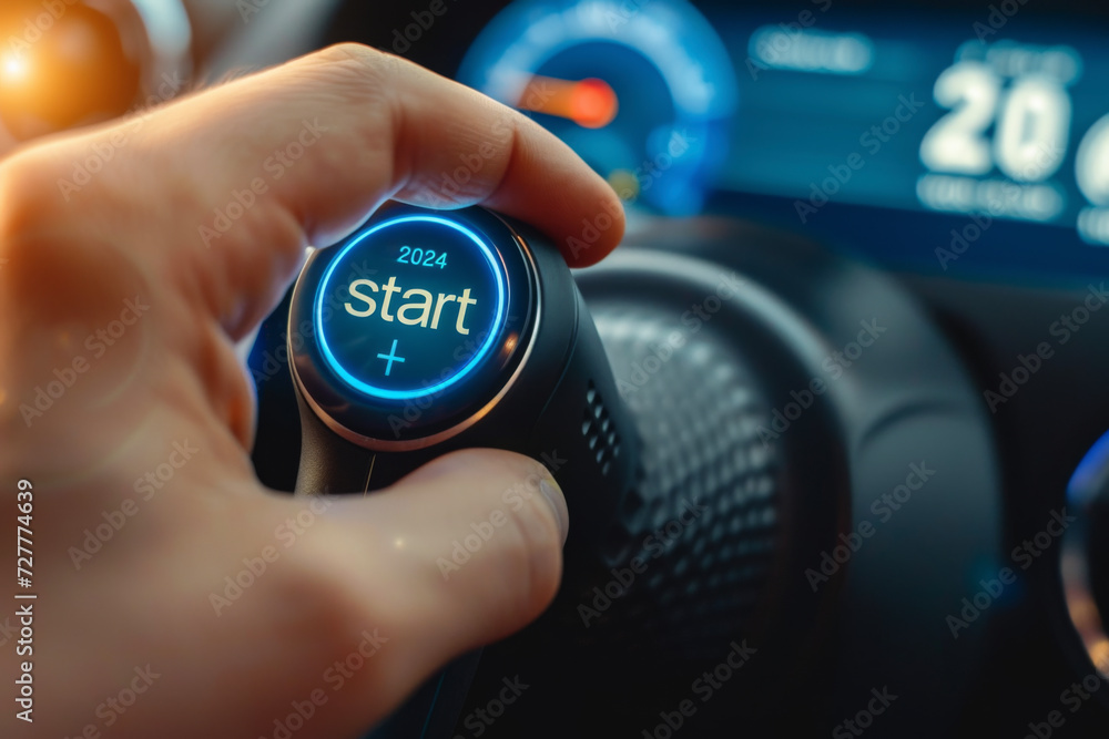 Fototapeta premium Button to initiate work for 2024.