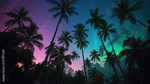 Northern lights over rainforest © cherezoff