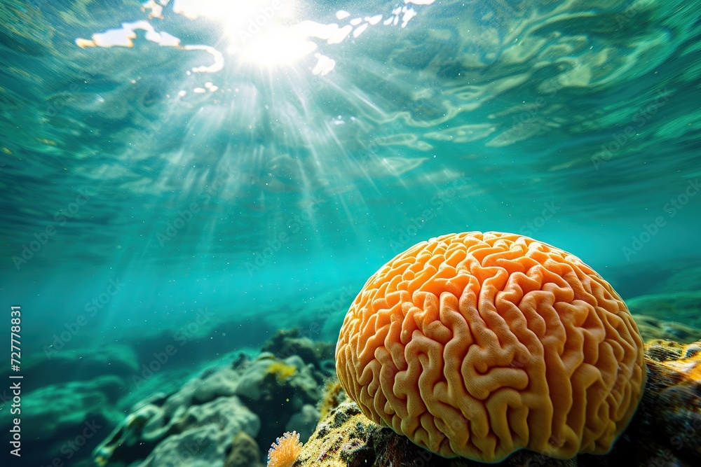 Big brain coral in clean underwater ocean Big brain coral in clean underwater ocean