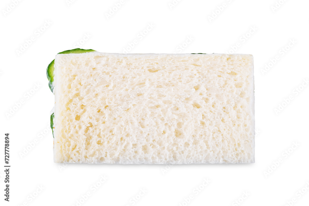 Cucumber dill cream cheese tea sandwich on a white isolated background