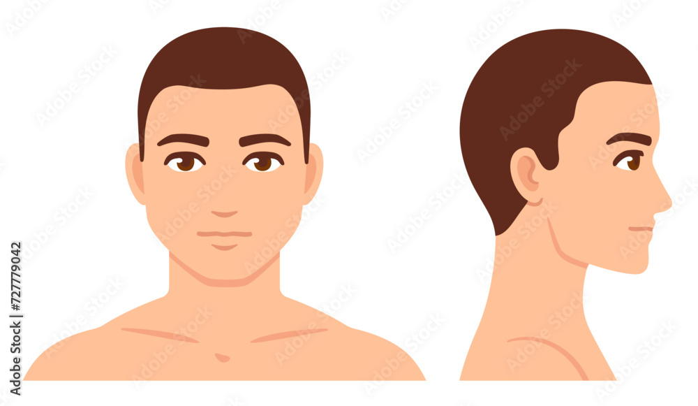 Male face and head profile cartoon template