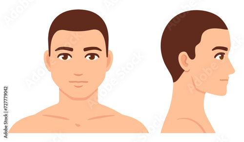 Male face and head profile cartoon template