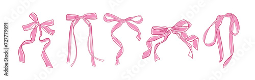 Photographie Hand drawn pink bow of coquette soft style