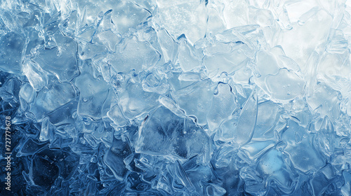 Ice cold texture background. Cracked and scattered ice pieces.