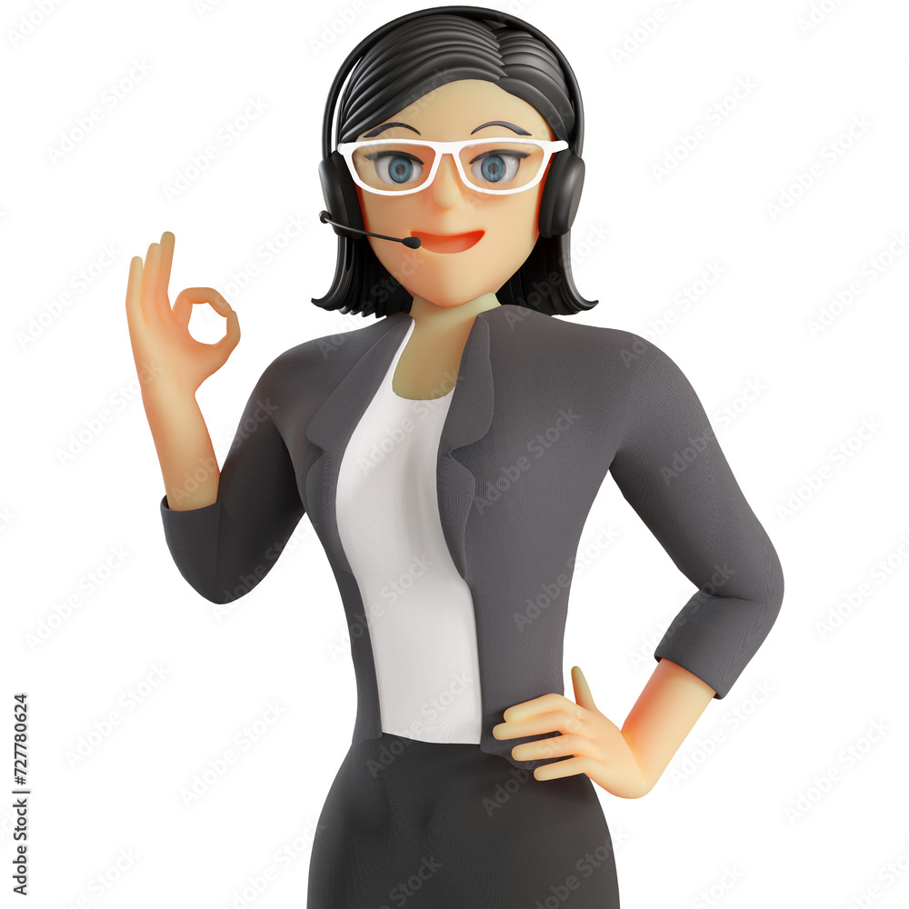 female customer service ok gesture 3d illustration female customer service ok gesture 3d illustration