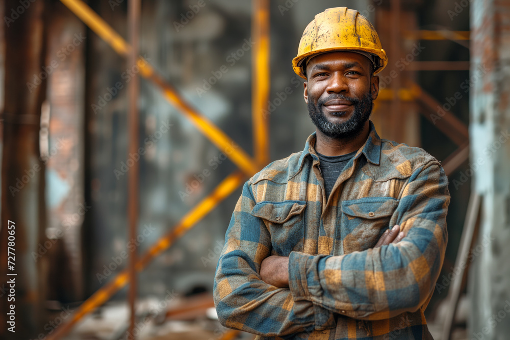 Black construction worker on site Black construction worker on site