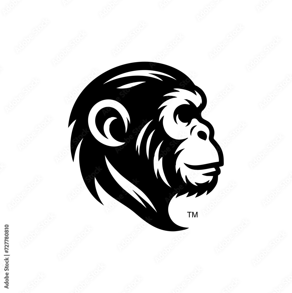 The Monkey side head view icon logo The Monkey side head view icon logo