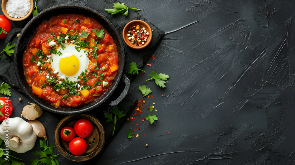 Shakshuka top view Shakshuka top view