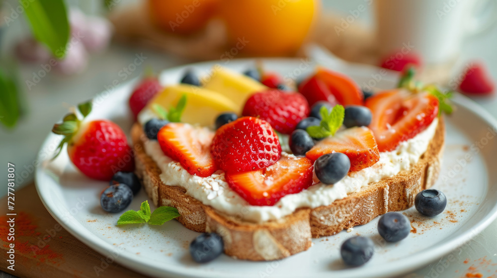 Heart-shaped fried eggs on toast with cherry tomatoes for breakfast. heart-shaped toasts. Appetising heart-shaped avocado and tomatoes toast, valentines day perfect breakfast