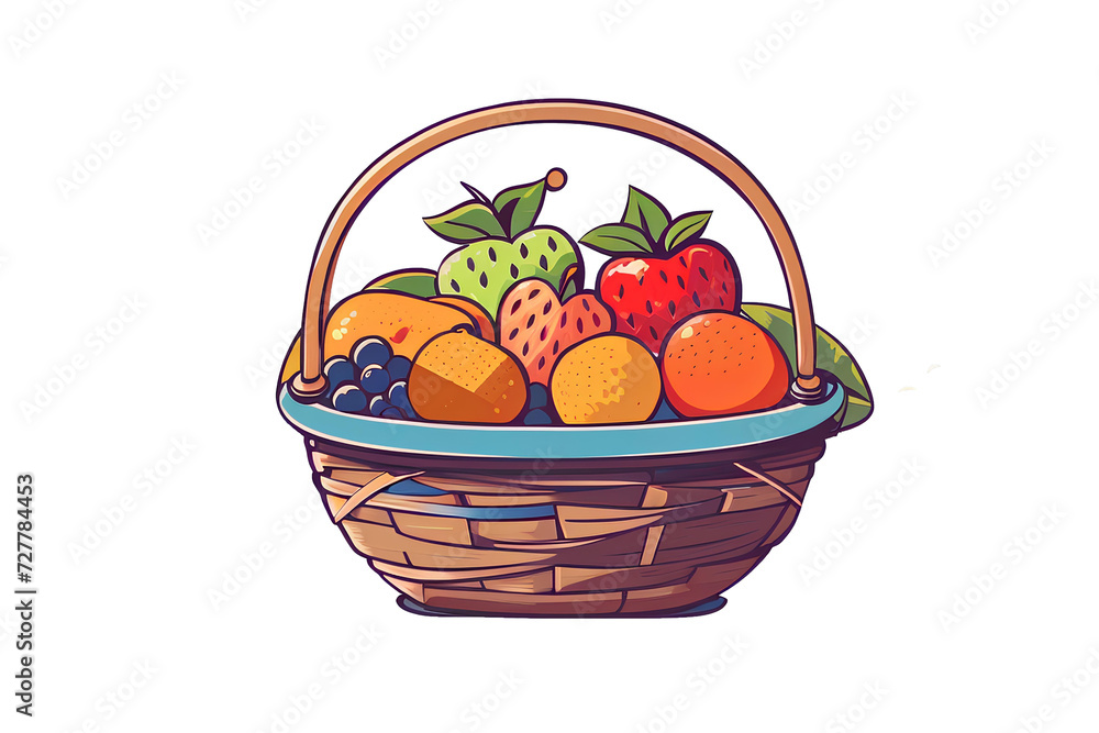 fresh fruit in fruit basket on transparent background, created by ai generated fresh fruit in fruit basket on transparent background, created by ai generated