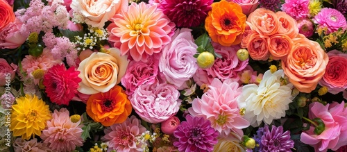 A Stunning Display of Beautiful Flower Bunches  A Spectacular Arrangement of Gorgeous  Colorful Blooms
