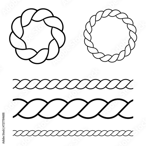 set of rope pattern brushes. Vector illustration photo