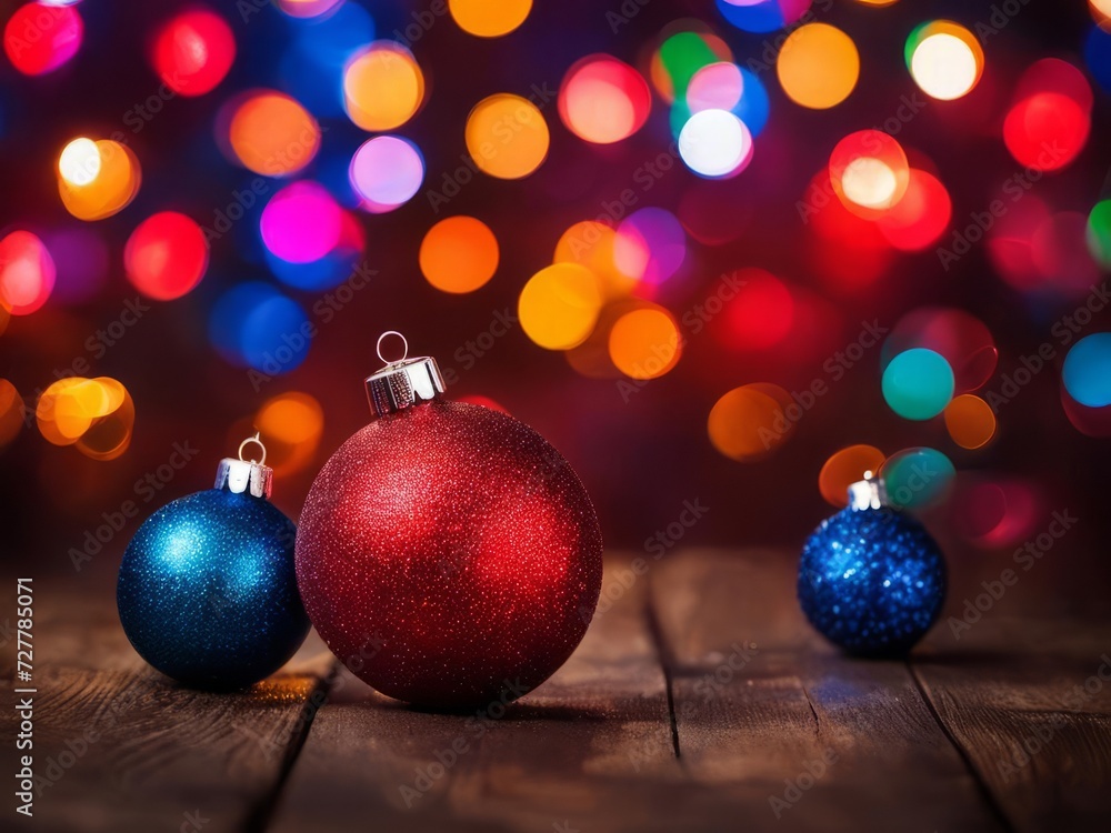 Colorful Christmas Tree With Baubles And Blurred Shiny Lights Bokeh Colorful Christmas Tree With Baubles And Blurred Shiny Lights Bokeh
