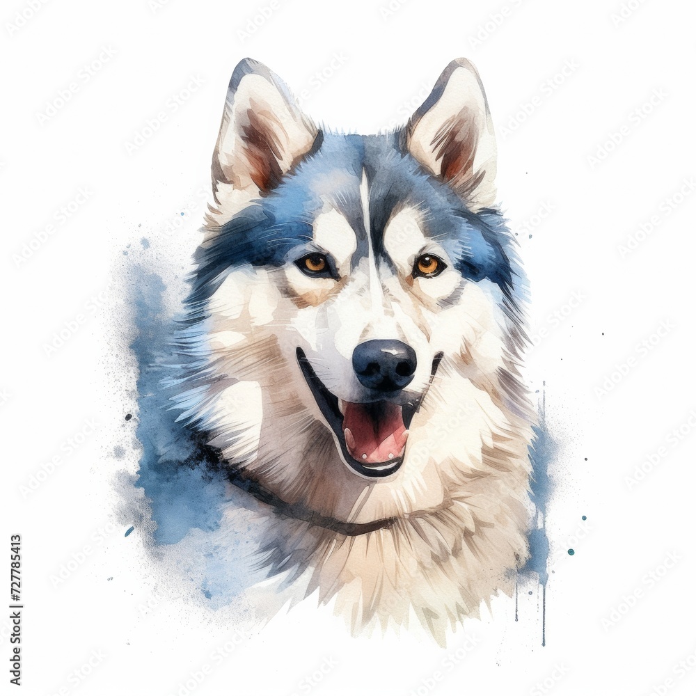 Watercolor husky dog isolate on white background Watercolor husky dog isolate on white background