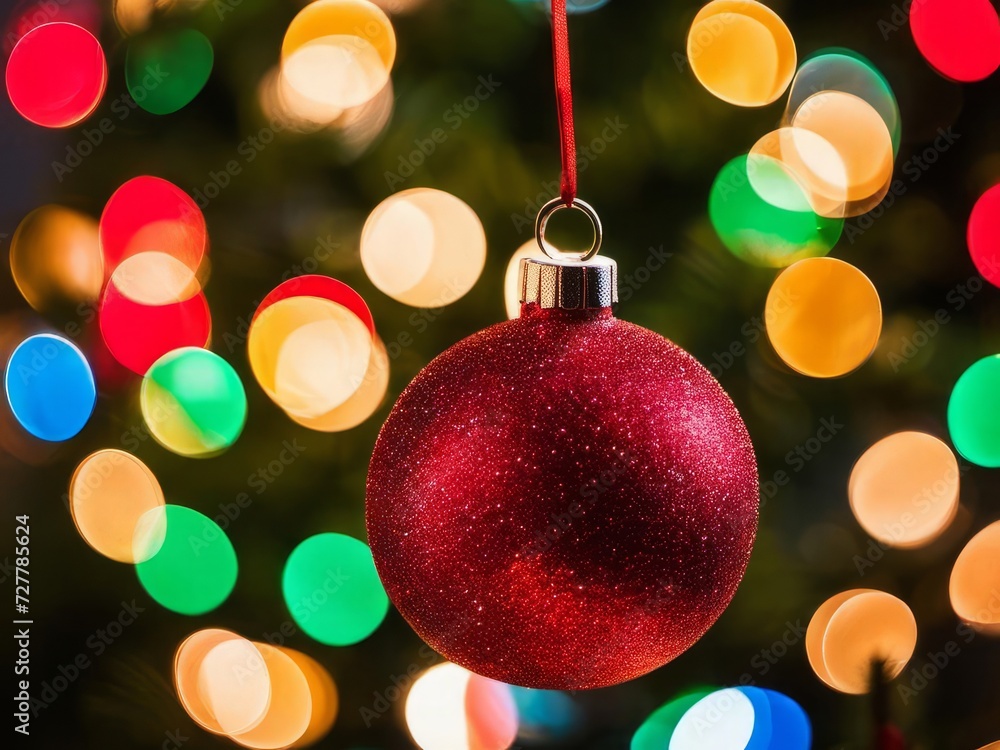 Colorful Christmas Tree With Baubles And Blurred Shiny Lights Bokeh Colorful Christmas Tree With Baubles And Blurred Shiny Lights Bokeh