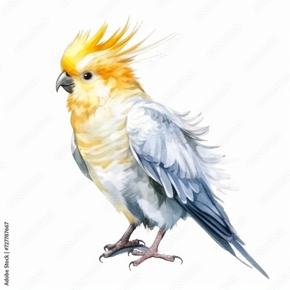 Fototapeta premium Watercolor Cockatiel isolate on white background
