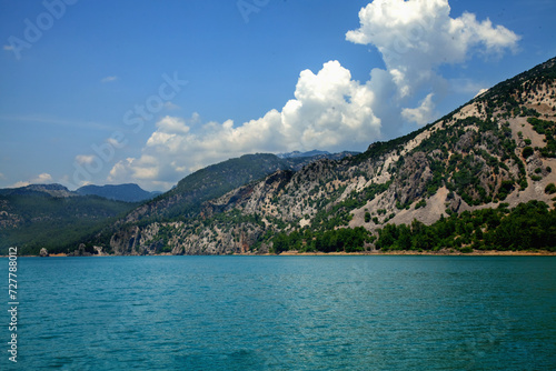 Oymapinar Lake, Turkey. Landscape of a mountain lake. Emerald water reservoir behind the dam Oymapinar. Green Canyon in Manavgat region, Turkey. High quality photo © zwiebackesser