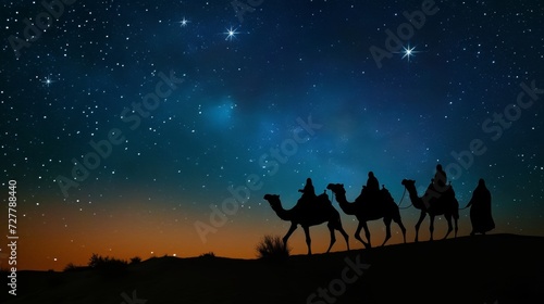  July 5th  set against Algeria s Sahara Desert landscape for Independence Day  with a silhouette of a camel caravan under the stars.
