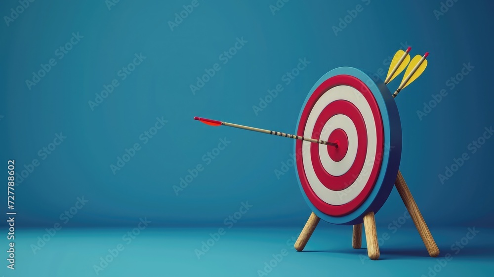 Archery target and arrow on blue isolated design for sport game and business vector background Archery target and arrow on blue isolated design for sport game and business vector background